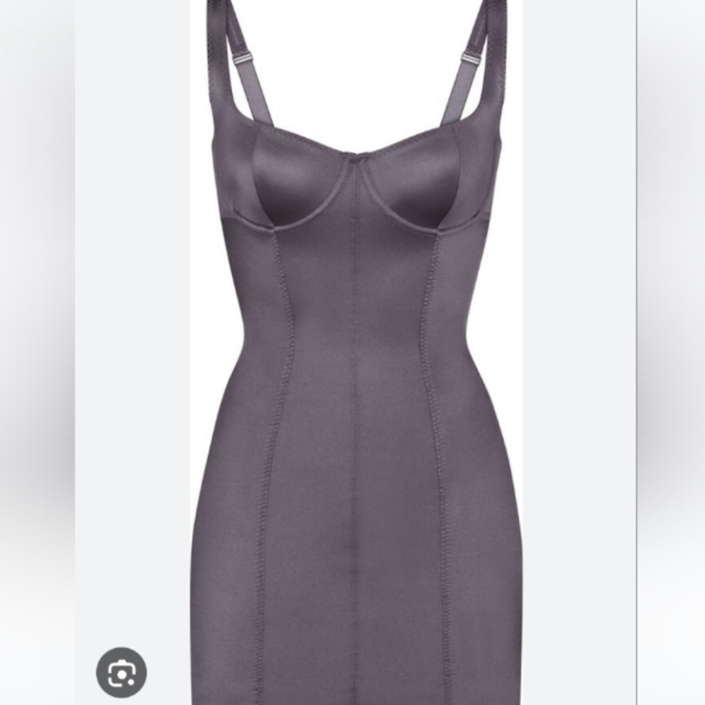 SKIMS Grey satin mini corset dress